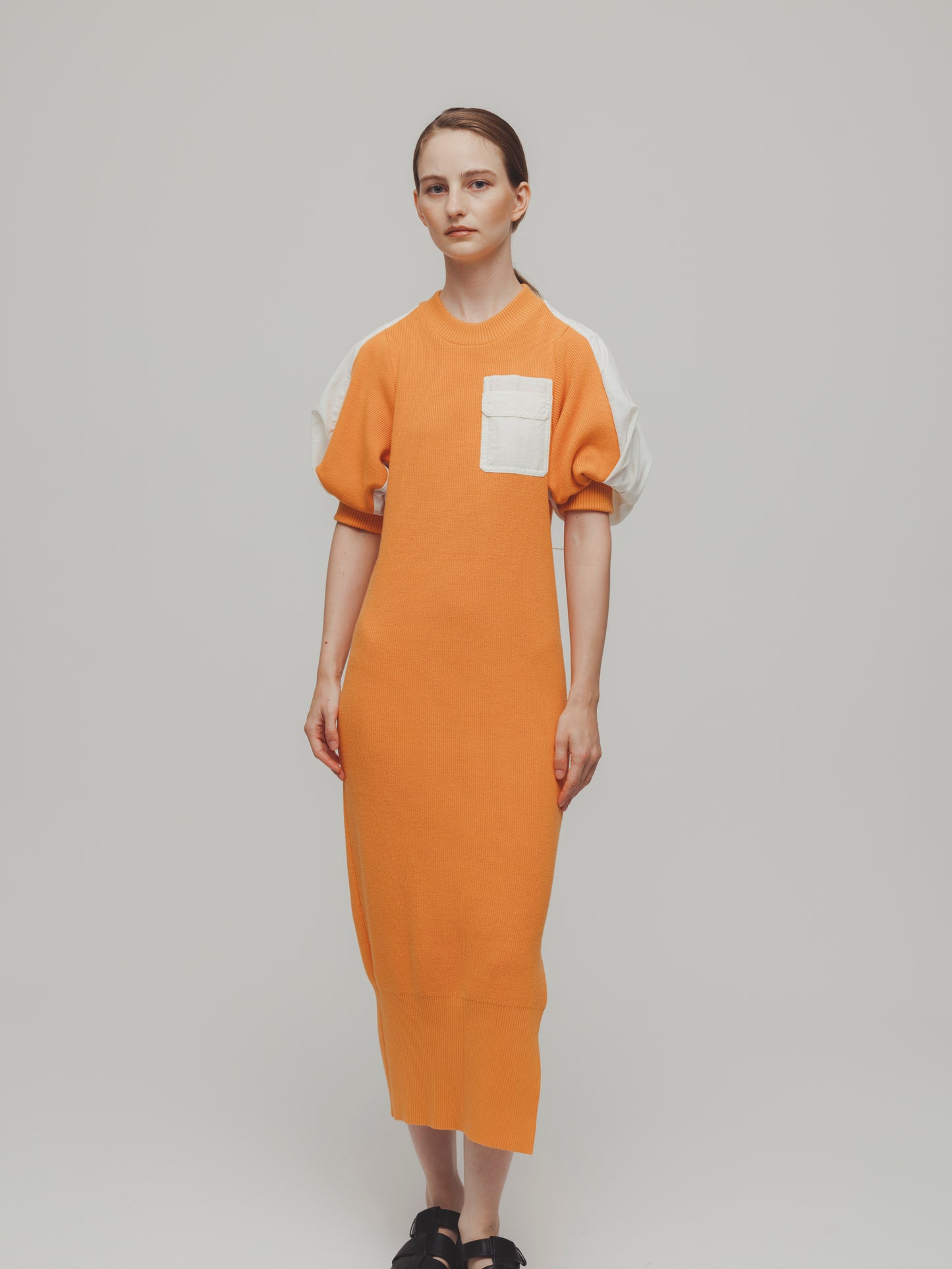 KNIT DOKING DRESS/ORANGE