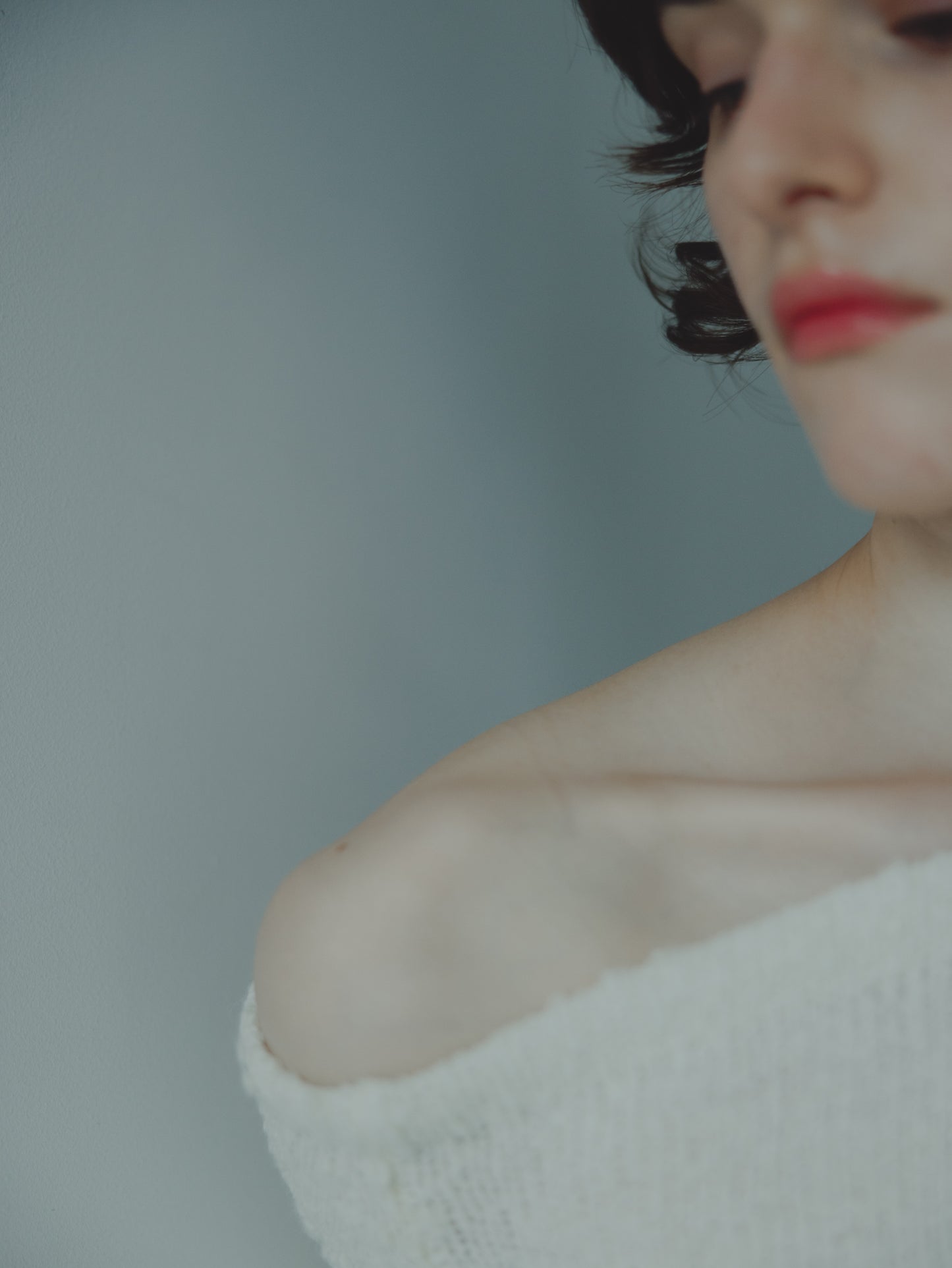 ONE SHOLDER KNIT/WHITE