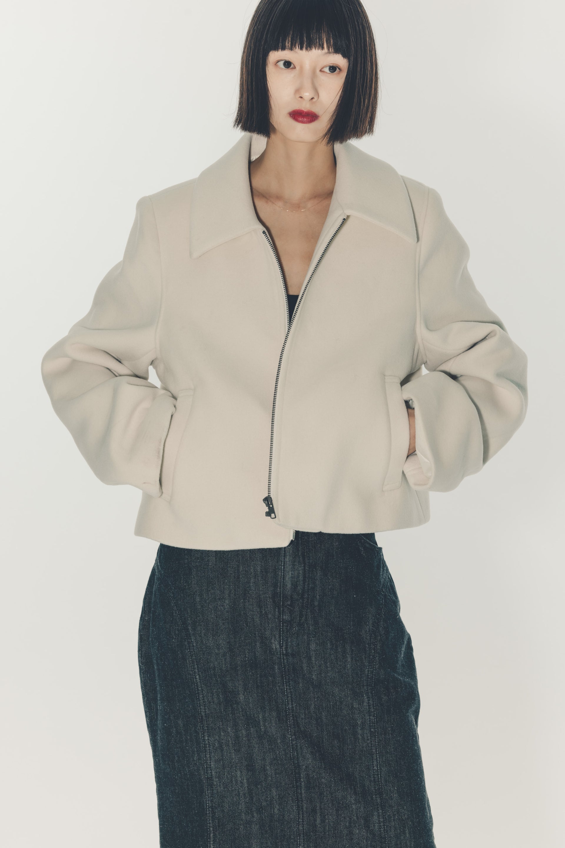 MYNE ZIP SHORT COAT ピンク