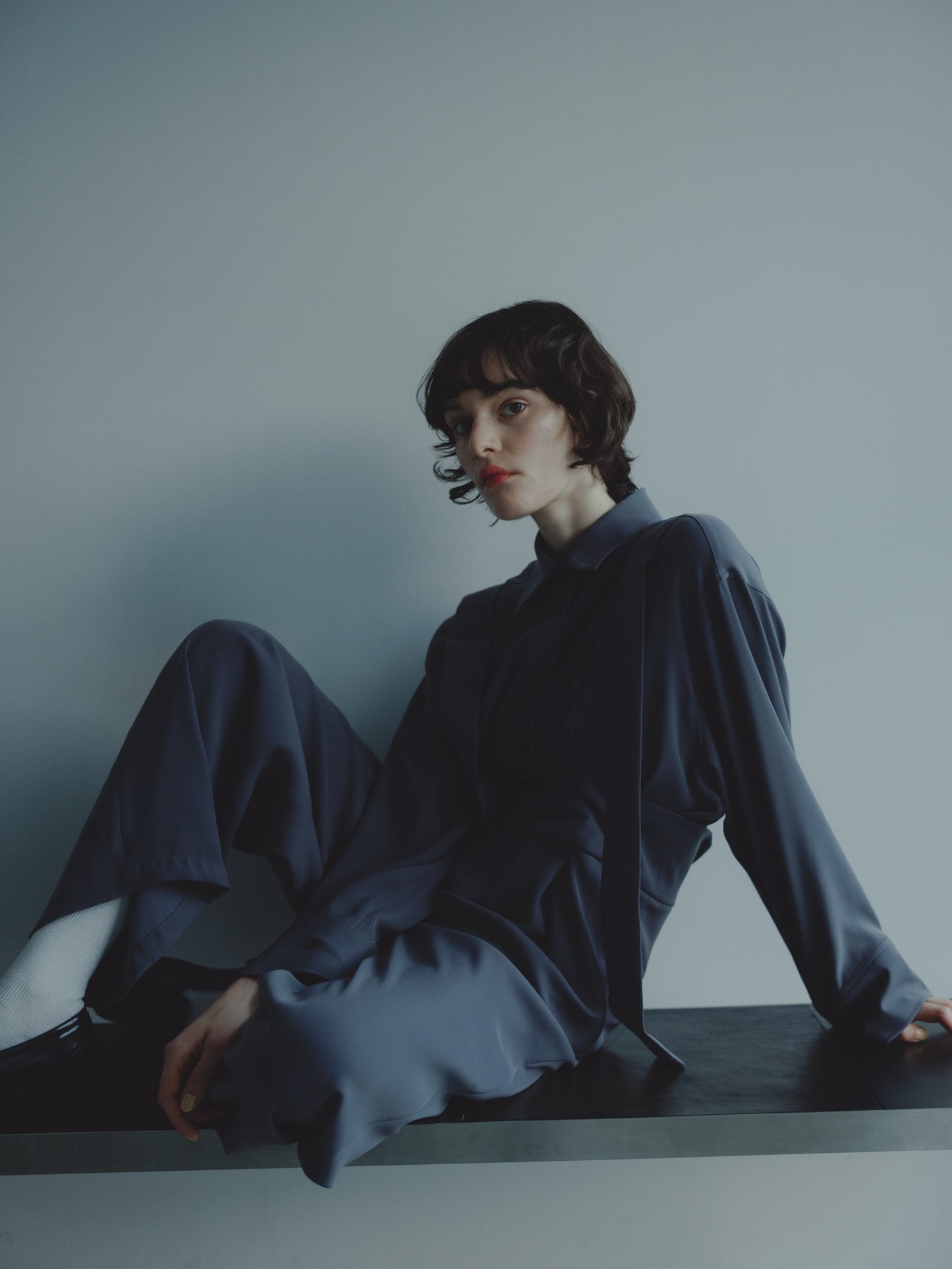 SUSPENDER TROUSERS/GRAY