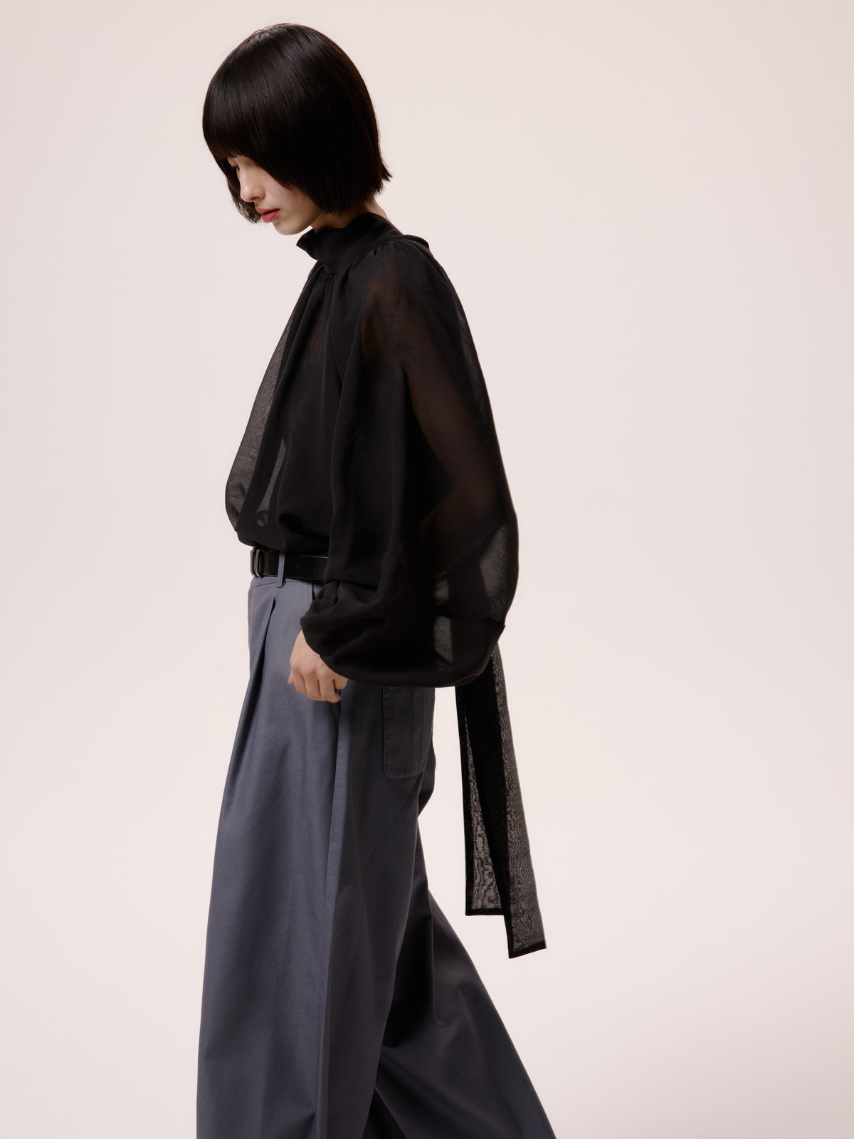 SHEER BLOUSE/BLACK