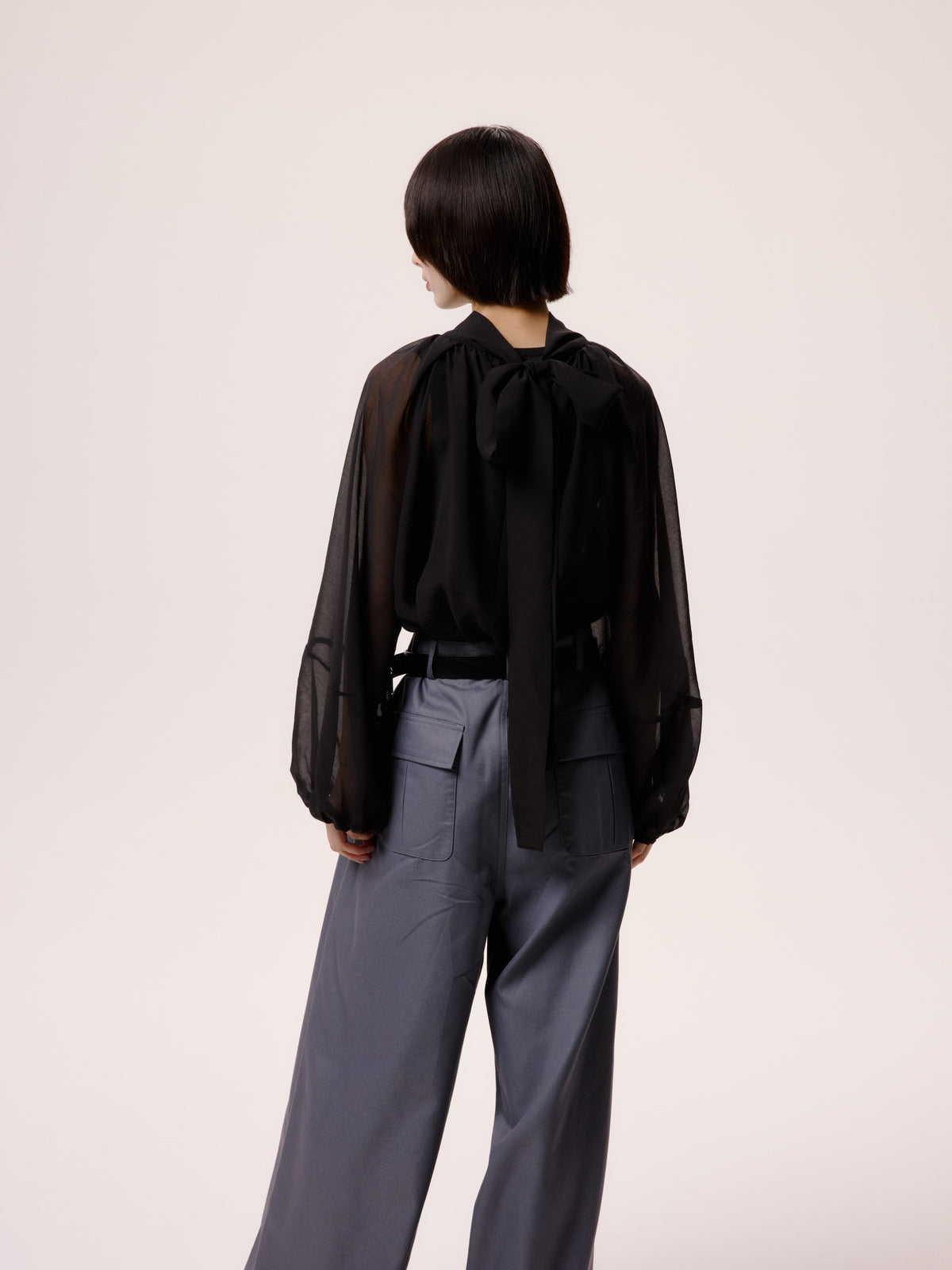 SHEER BLOUSE/BLACK