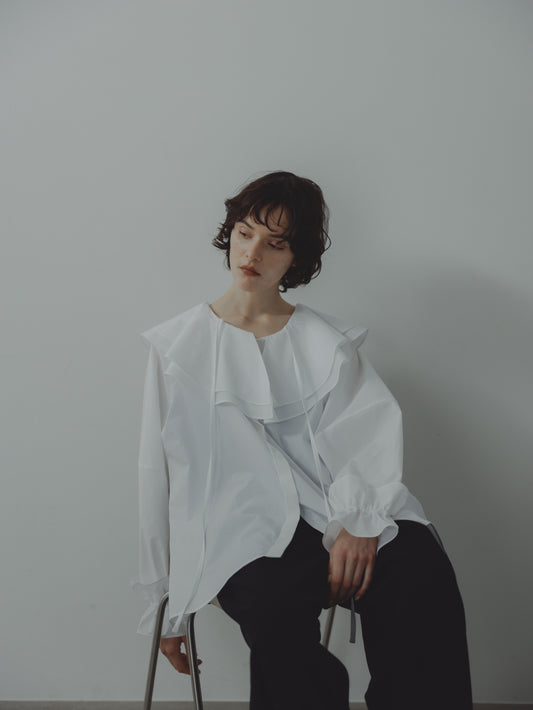 BIG COLLAR FRILL BLOUSE/WHITE