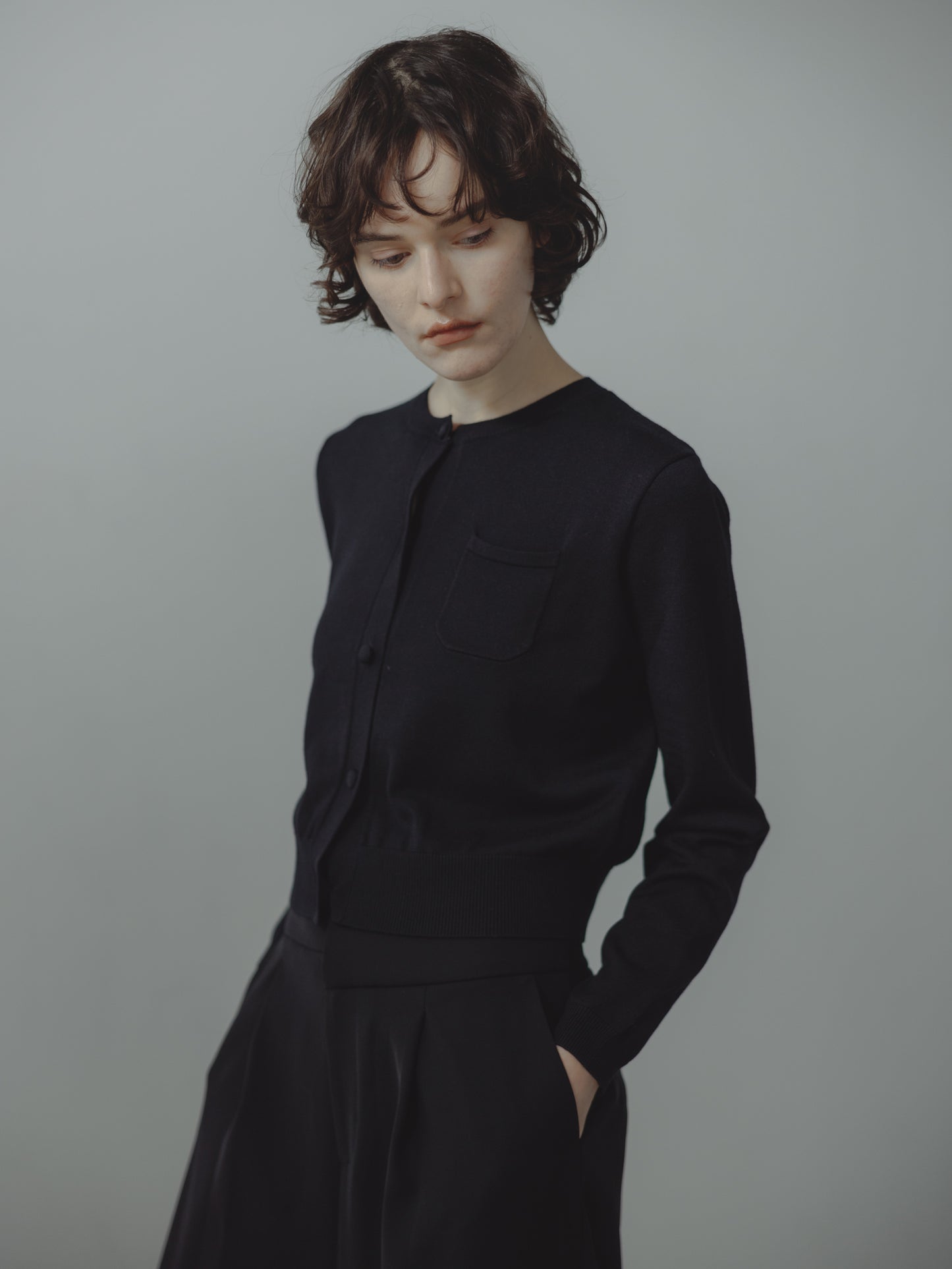 LINE COLOR CARDIGAN/BLACK