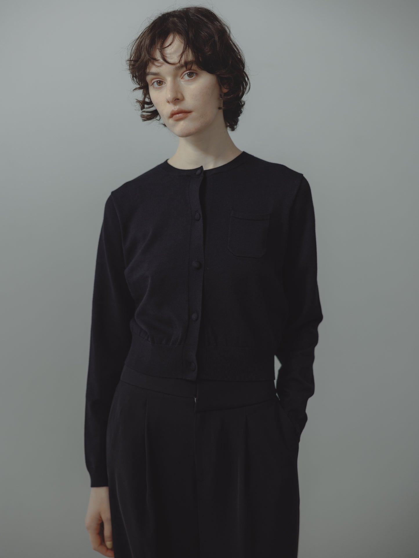 LINE COLOR CARDIGAN/BLACK