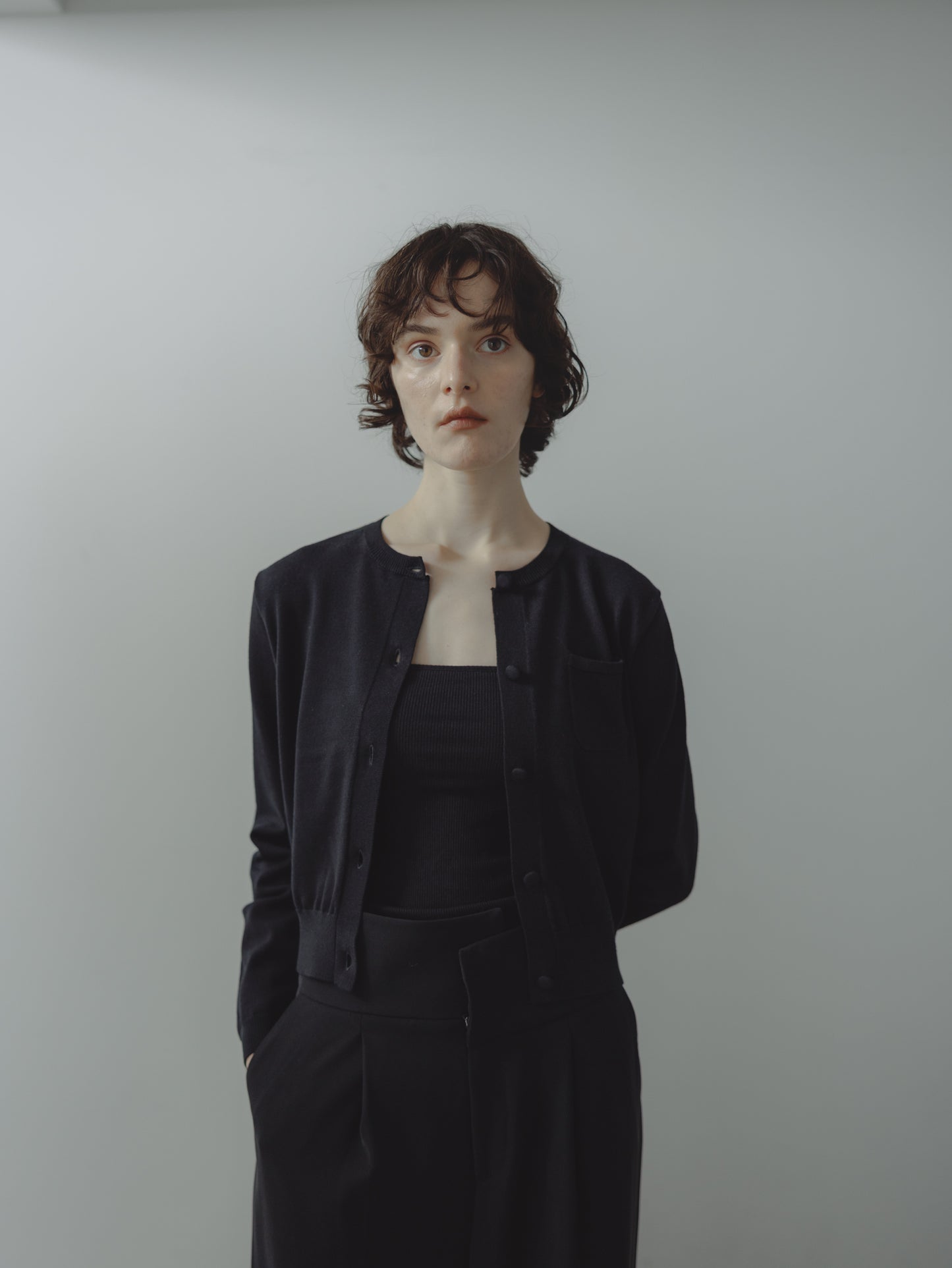 LINE COLOR CARDIGAN/BLACK