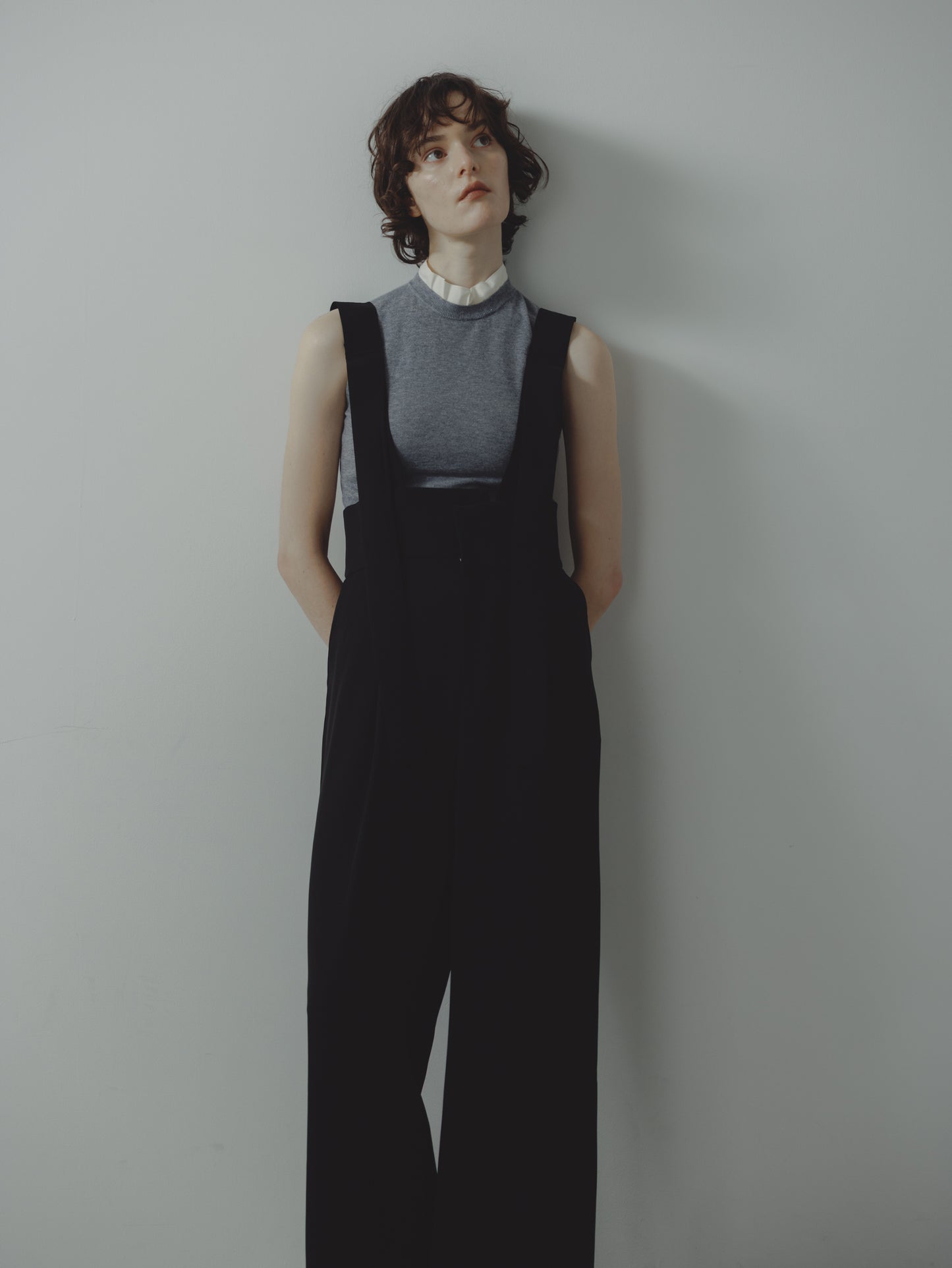 SUSPENDER TROUSERS/BLACK