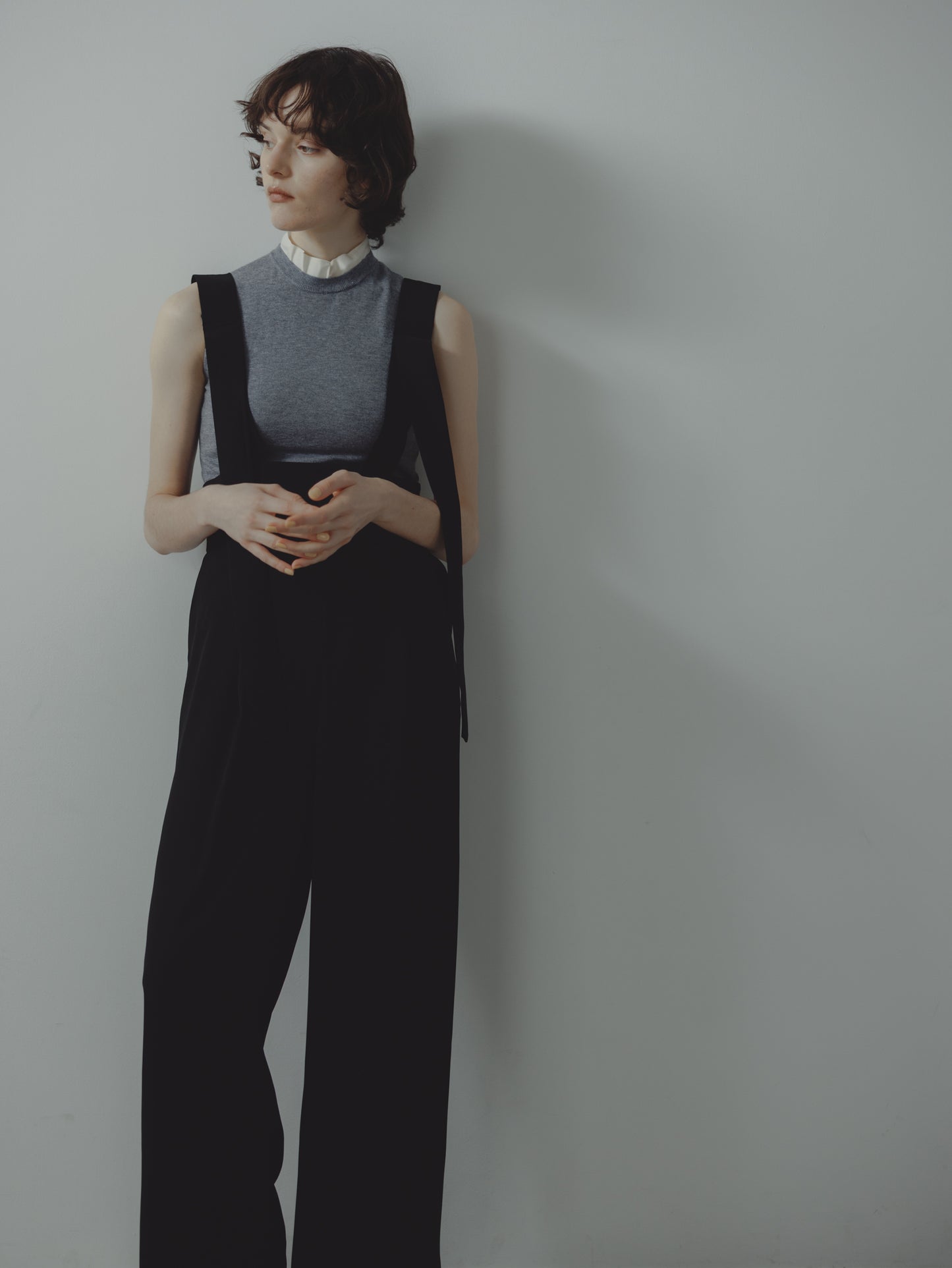 SUSPENDER TROUSERS/BLACK