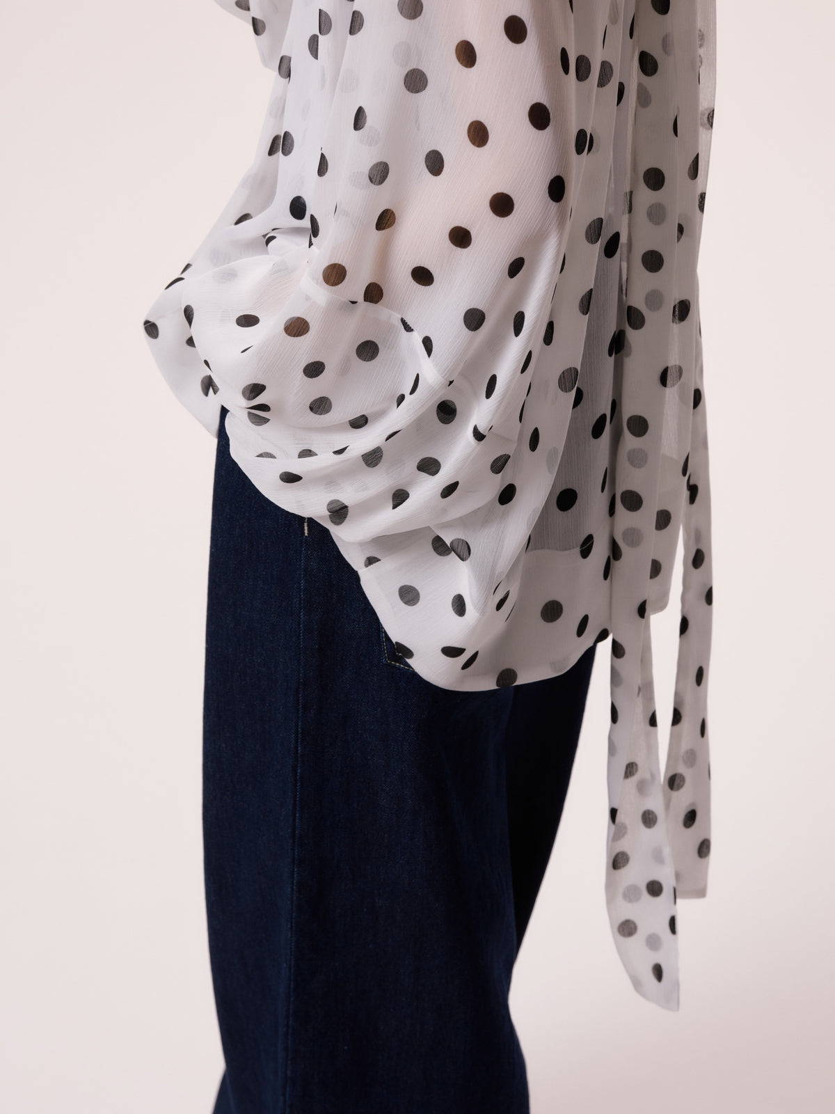 DOT SHEER BLOUSE/WHITE