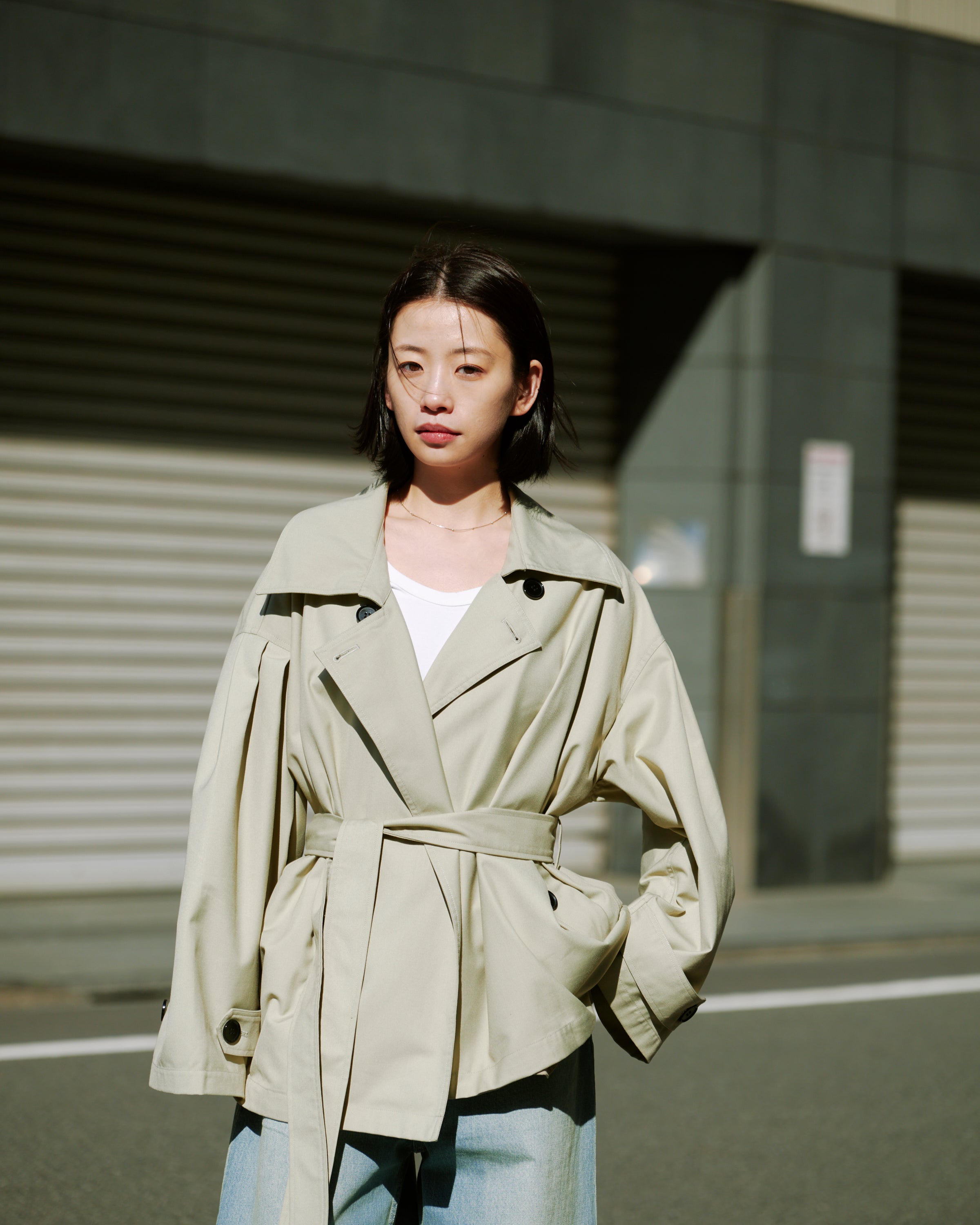 MYNE マイネ　SHORT TRENCHI ベージュ SHORT TRENCH/BEIGE – MYNE