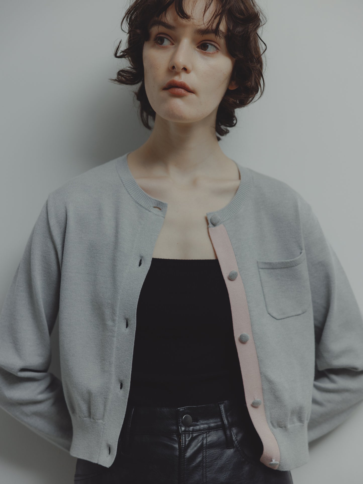 LINE COLOR CARDIGAN/GRAY