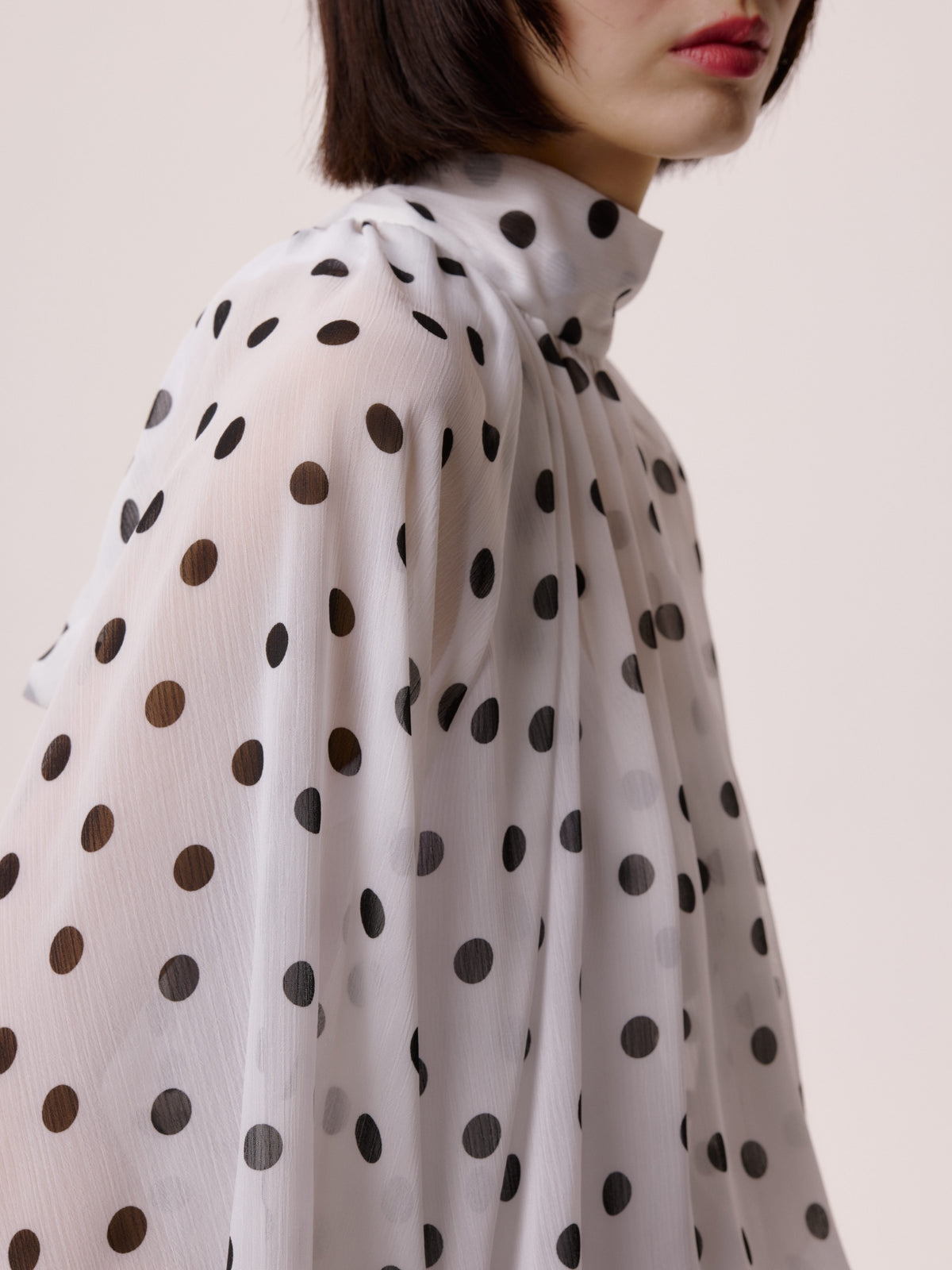 DOT SHEER BLOUSE/WHITE