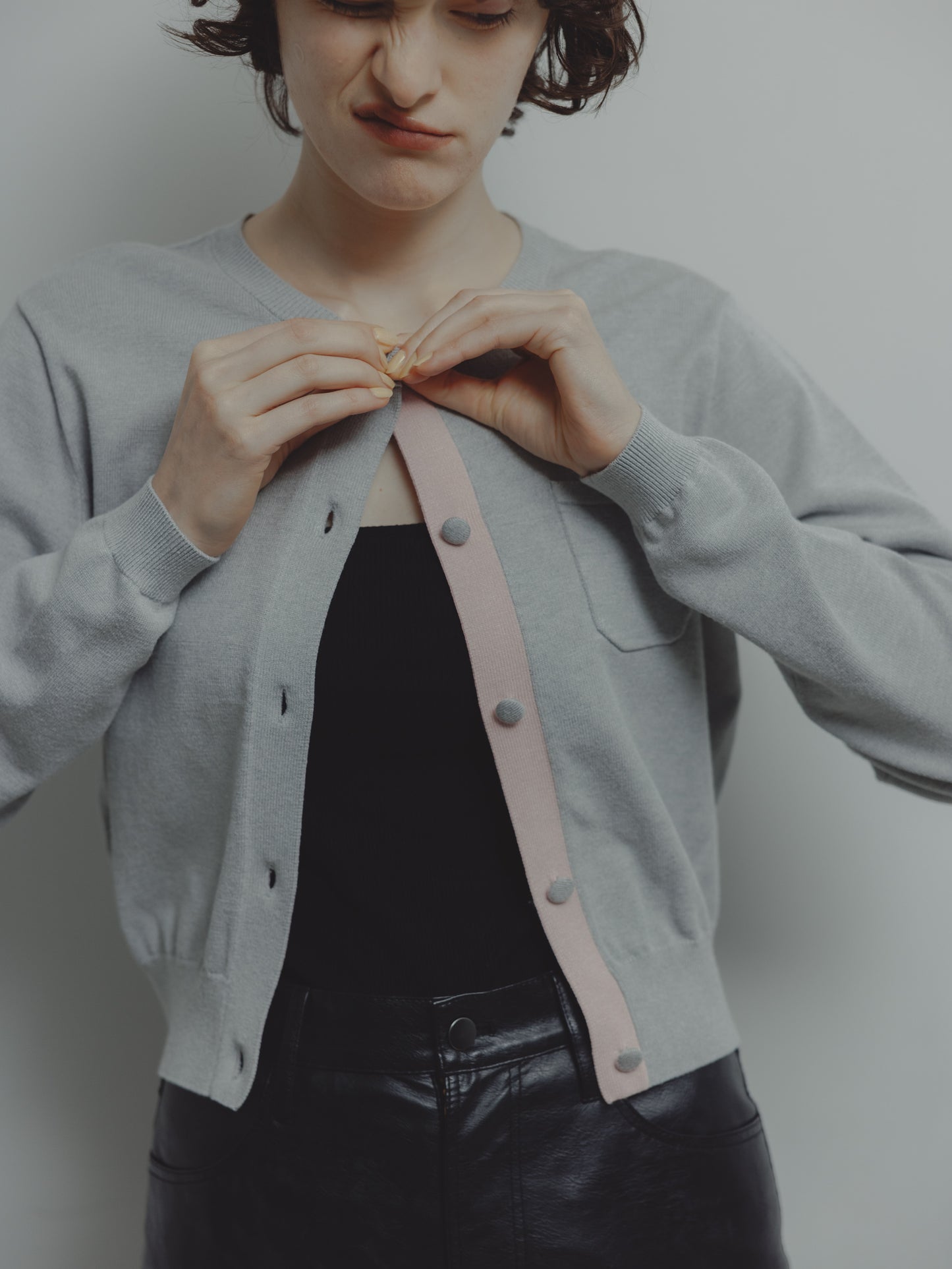 LINE COLOR CARDIGAN/GRAY