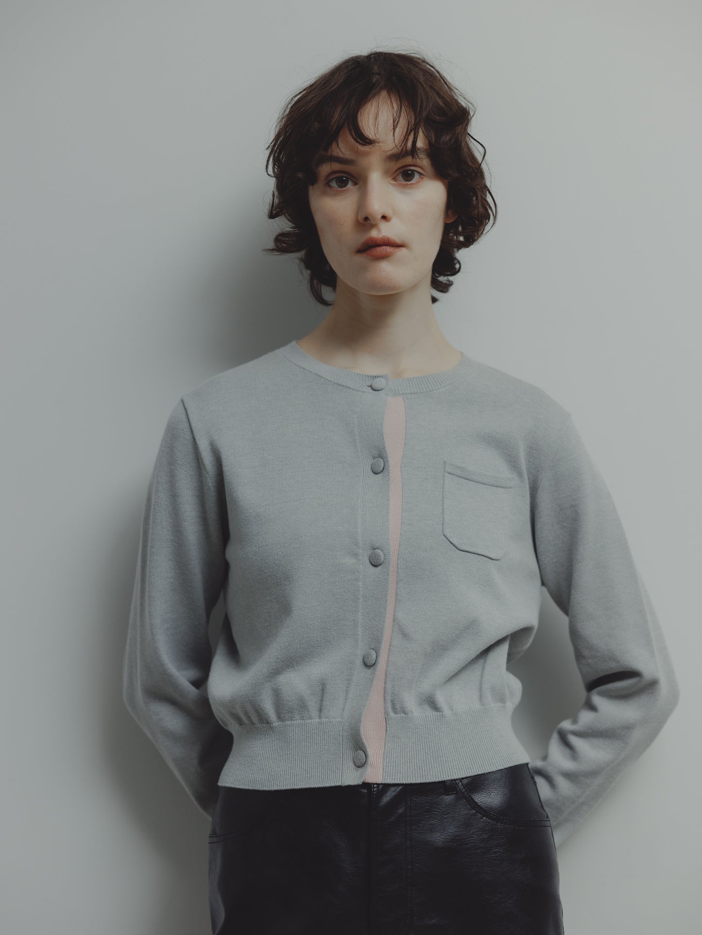 LINE COLOR CARDIGAN/GRAY