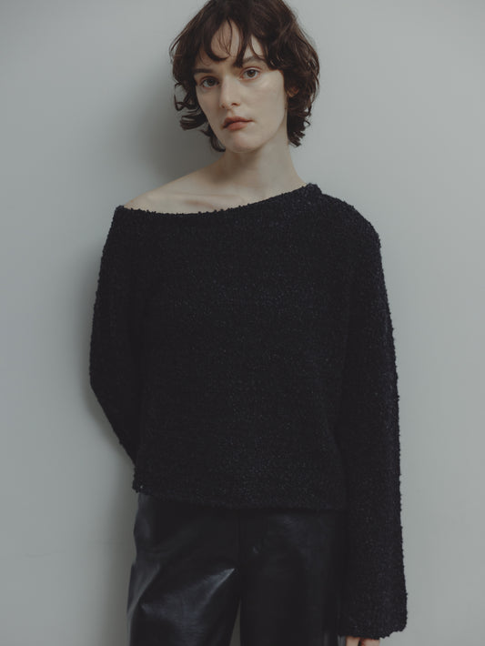 ONE SHOLDER KNIT/BLACK