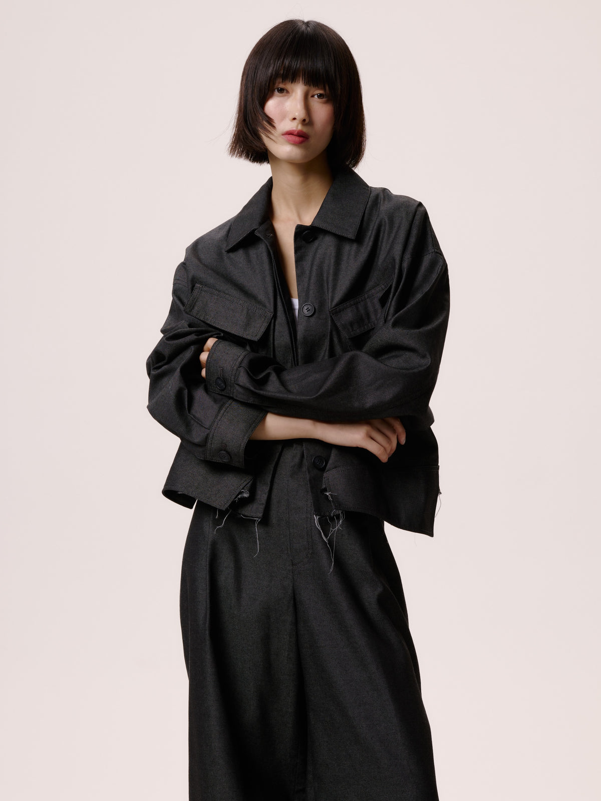 UTILITY WIDE CARGO PANTS/BLACK