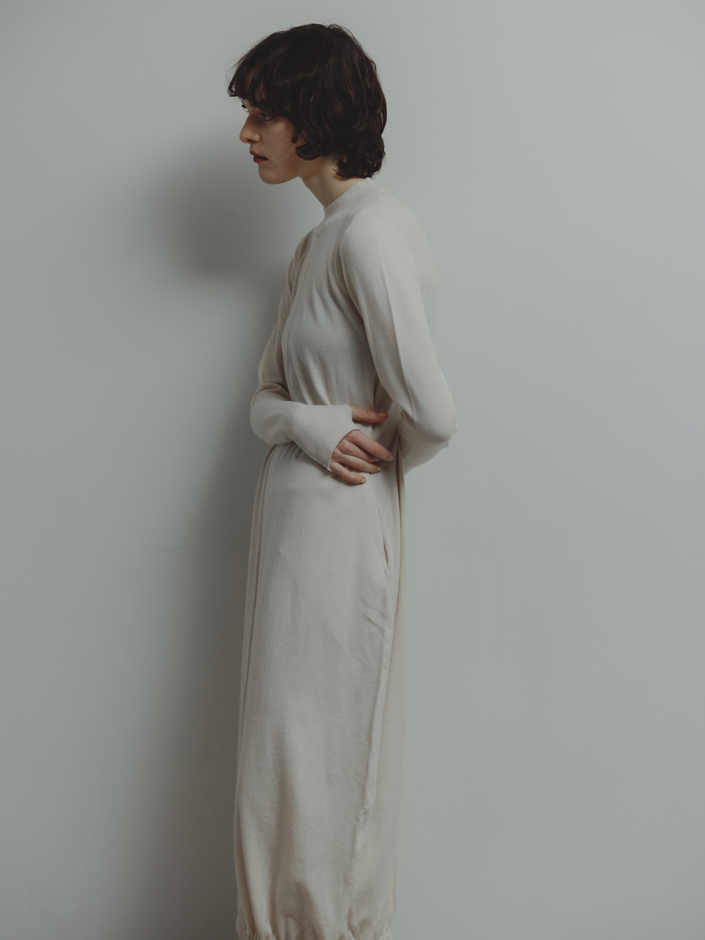 BALLOON KNIT DRESS/WHITE