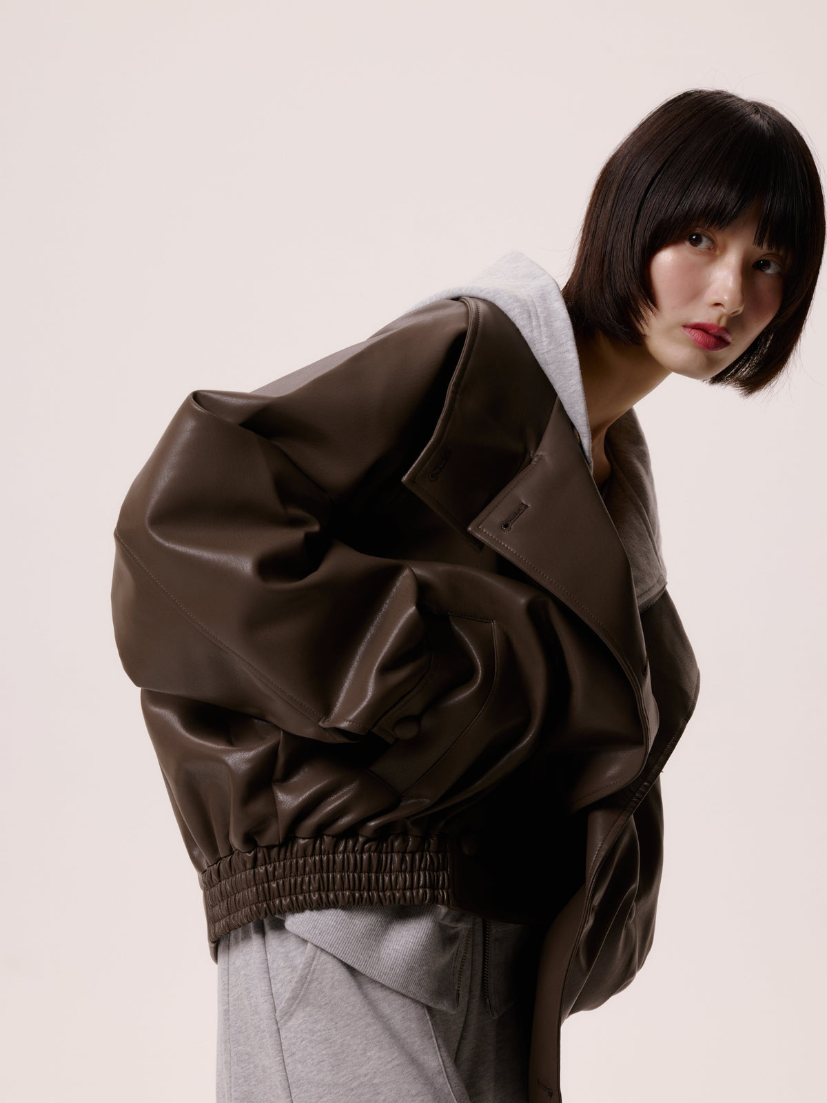 LEATHER BLOUSON/BRN