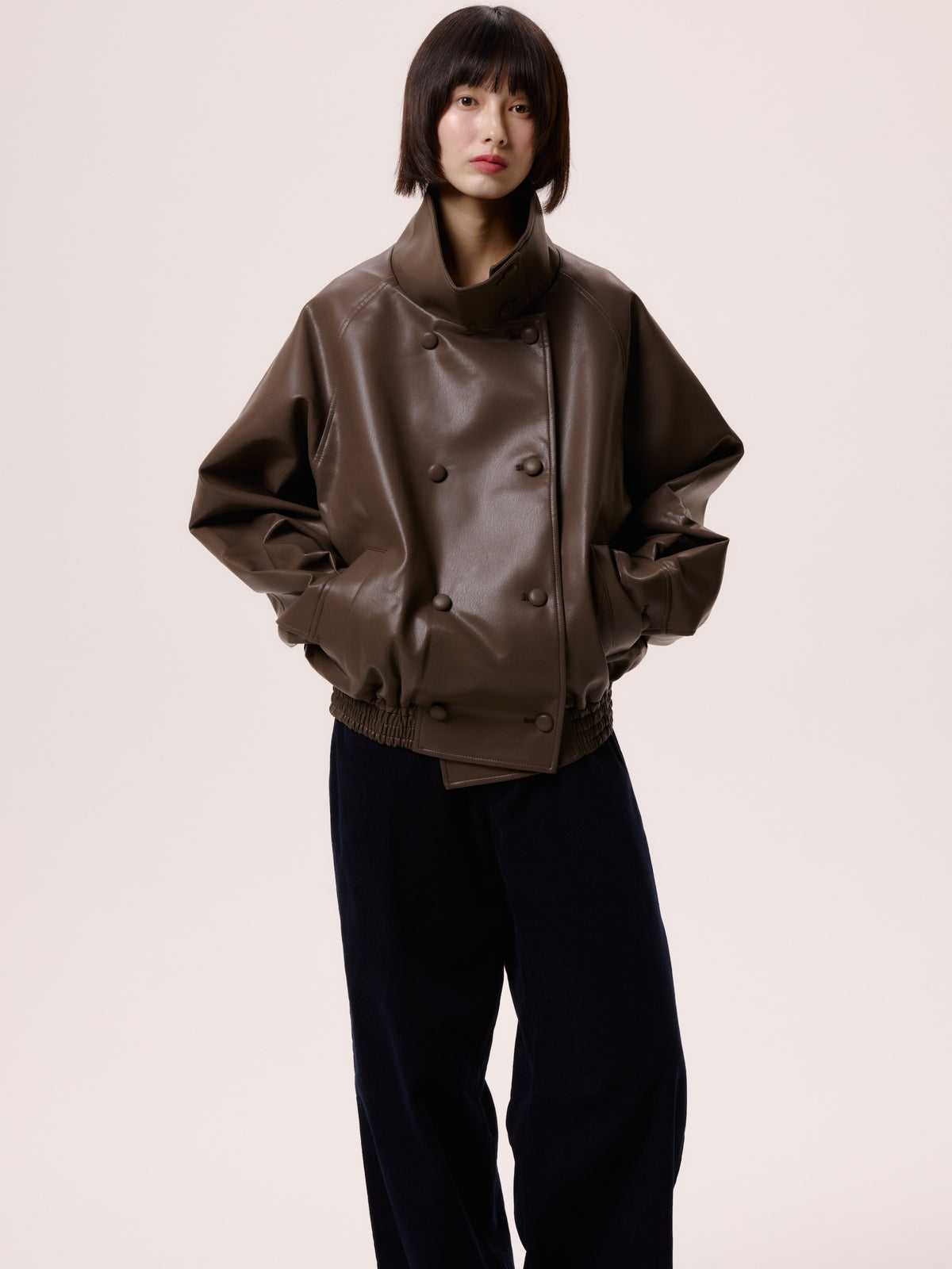 LEATHER BLOUSON/BRN