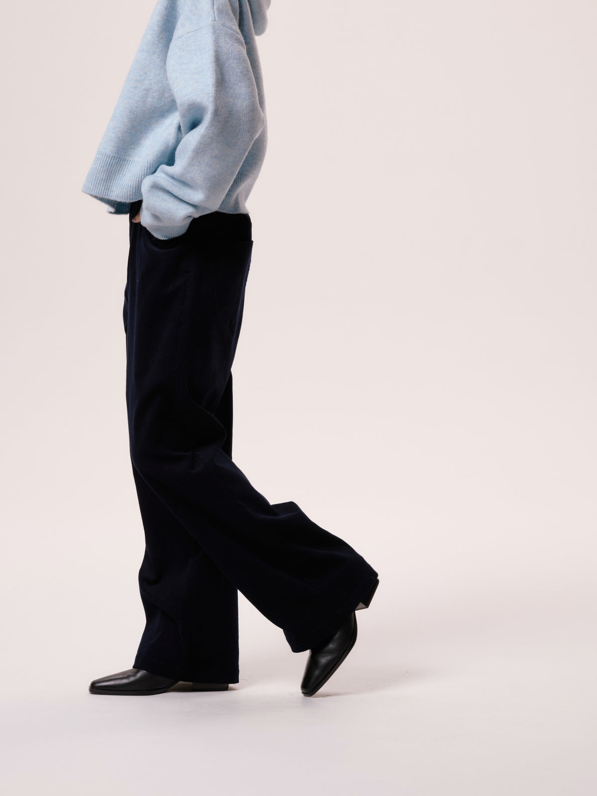 WIDE CORDUROY PANTS/NAVY