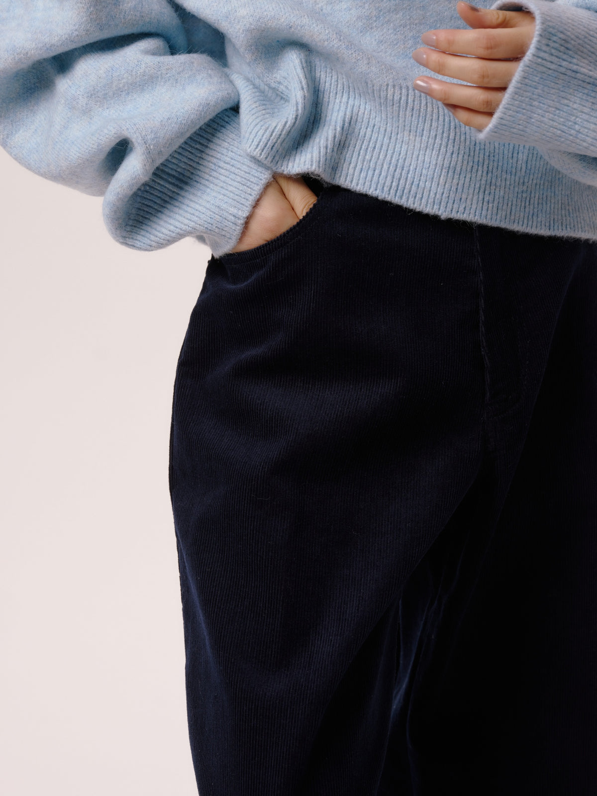 WIDE CORDUROY PANTS/NAVY