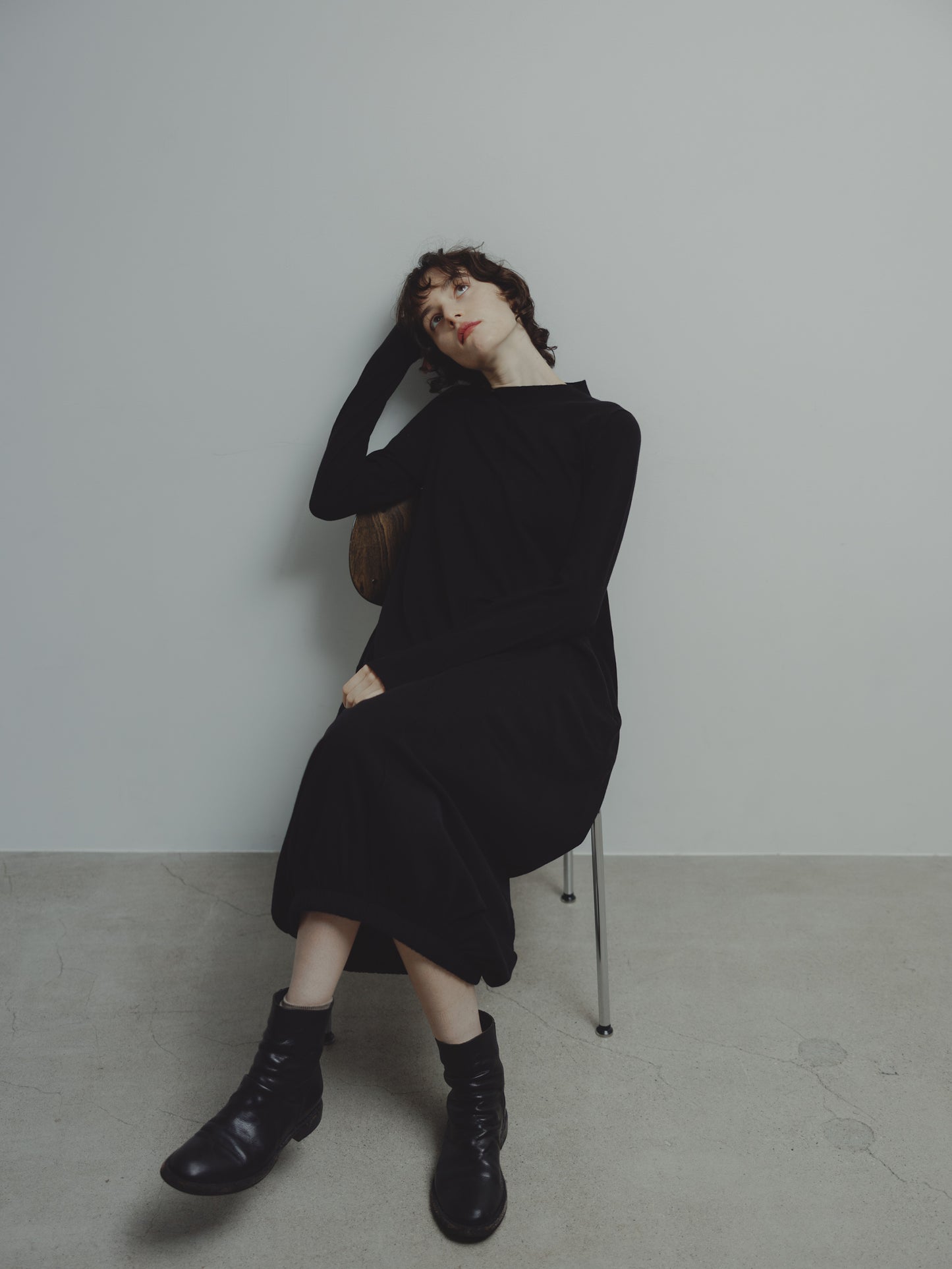 BALLOON KNIT DRESS/BLACK