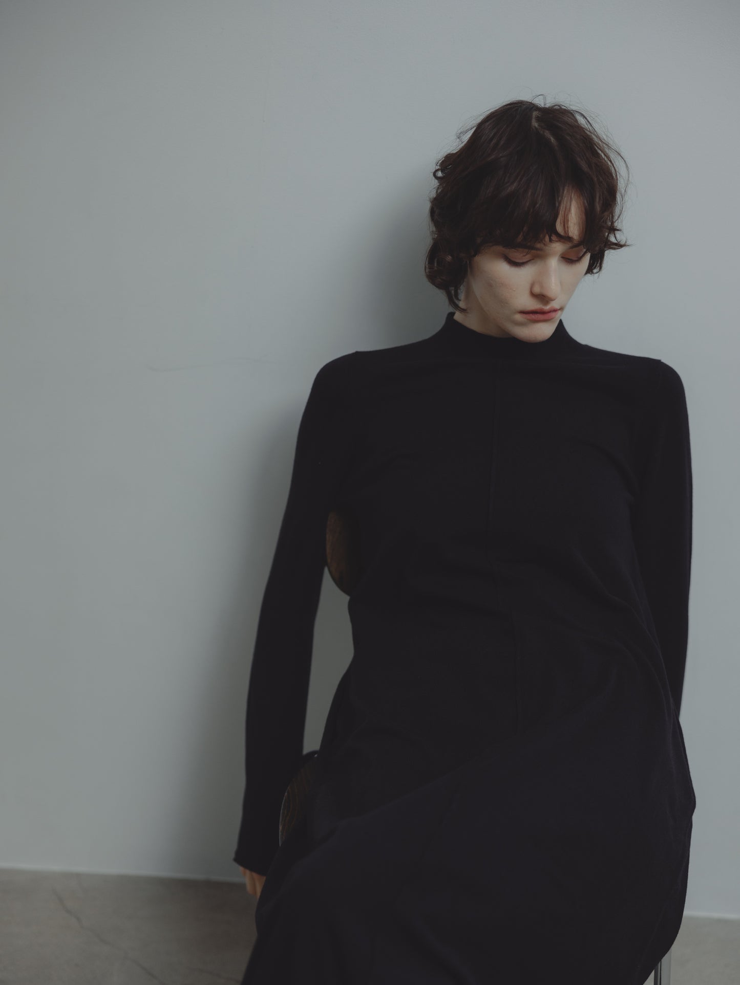 BALLOON KNIT DRESS/BLACK