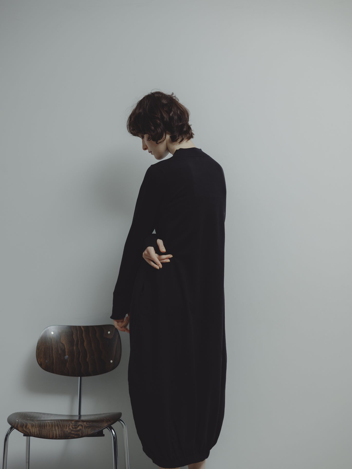 BALLOON KNIT DRESS/BLACK