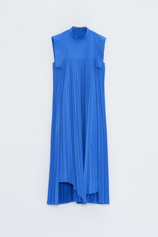 PLEATED DRESS/BLUE