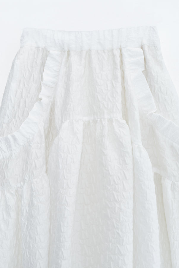 RUFFLE GATHERD SKIRT/WHITE