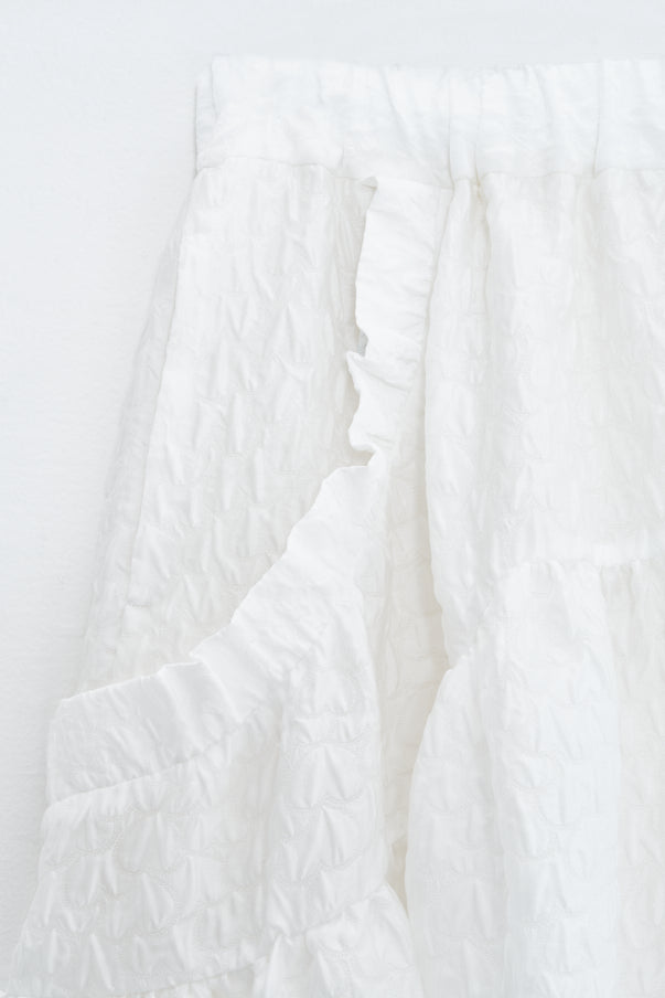 RUFFLE GATHERD SKIRT/WHITE