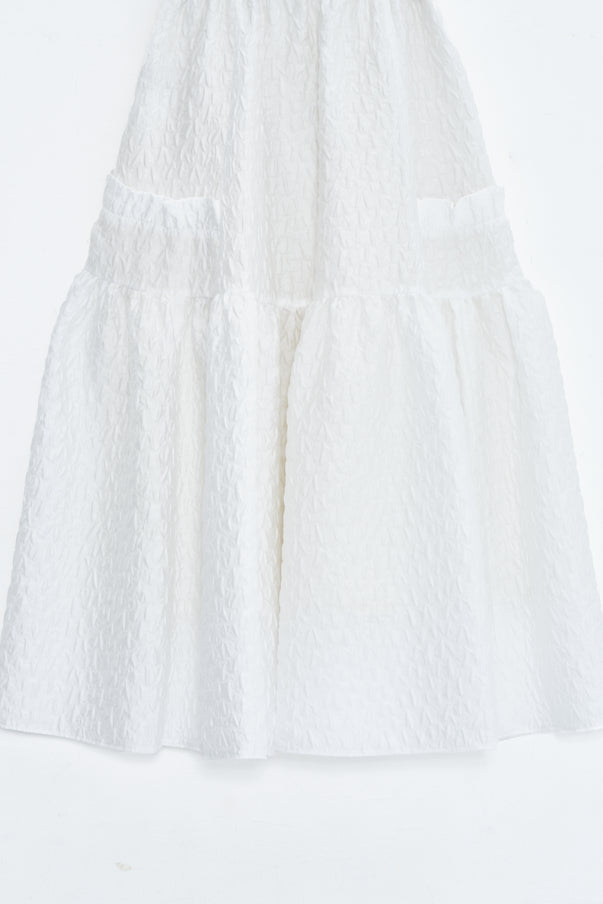 RUFFLE GATHERD SKIRT/WHITE