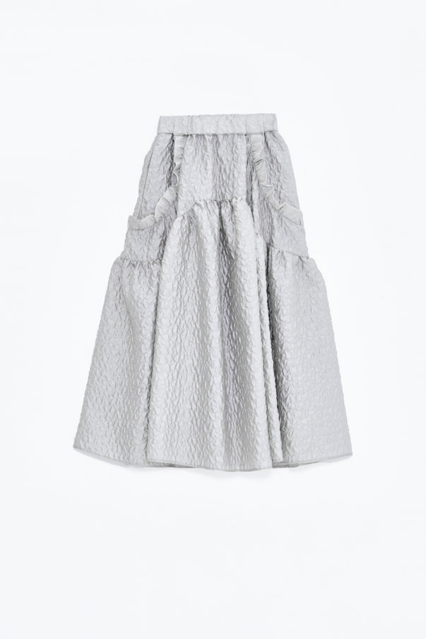 RUFFLE GATHERD SKIRT/GRAY