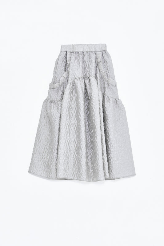 RUFFLE GATHERD SKIRT/GRAY