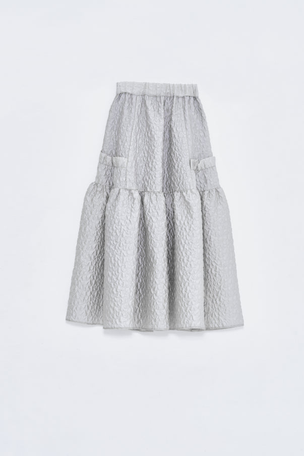 RUFFLE GATHERD SKIRT/GRAY