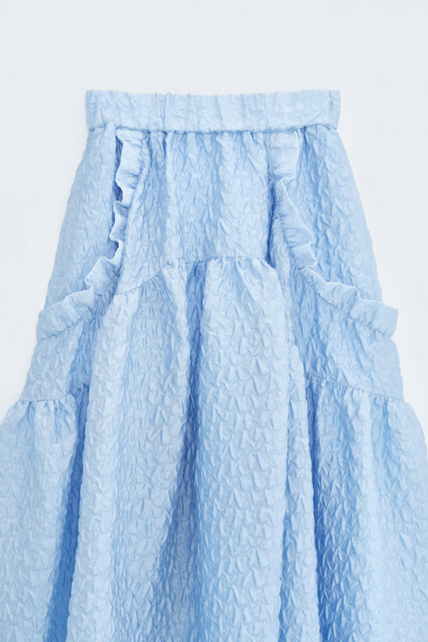 RUFFLE GATHERD SKIRT/BLUE