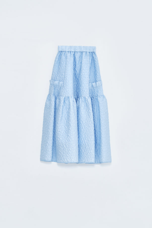 RUFFLE GATHERD SKIRT/BLUE