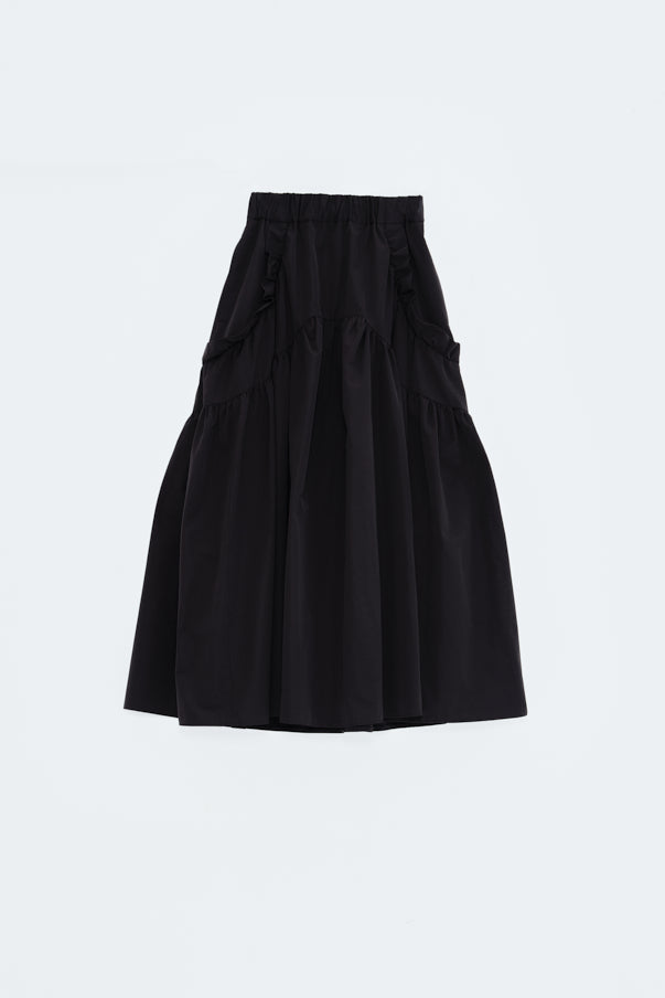 RUFFLE GATHERD SKIRT/BLACK