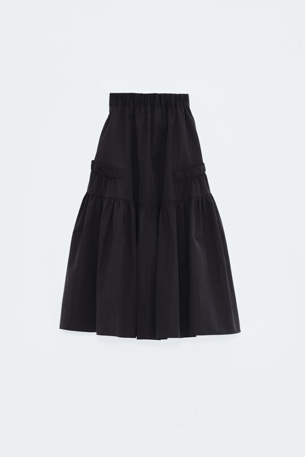 RUFFLE GATHERD SKIRT/BLACK