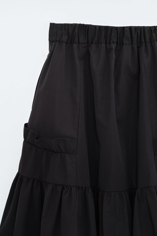 RUFFLE GATHERD SKIRT/BLACK