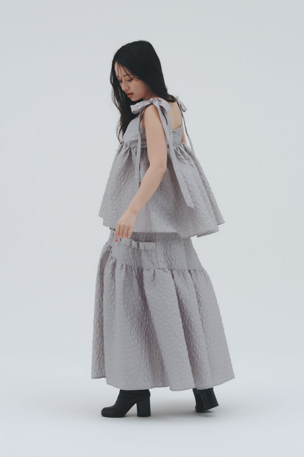 RUFFLE GATHERD SKIRT/GRAY