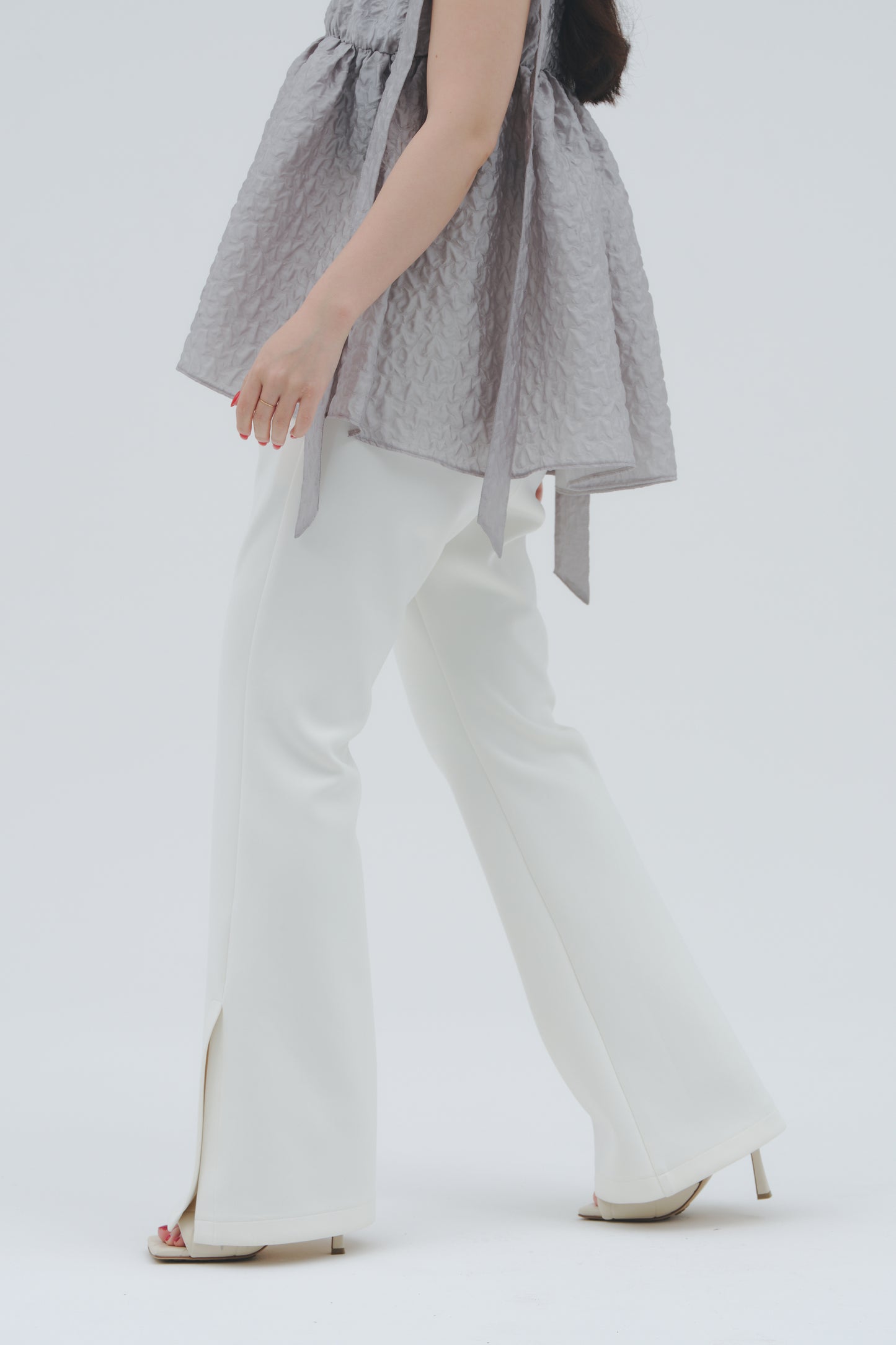 SLIT FLARE PANTS/WHITE