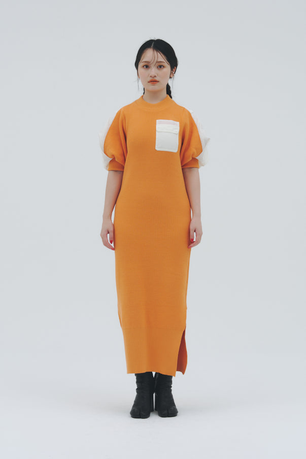 KNIT DOKING DRESS/ORANGE