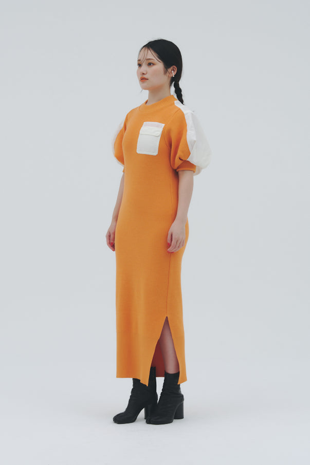 KNIT DOKING DRESS/ORANGE