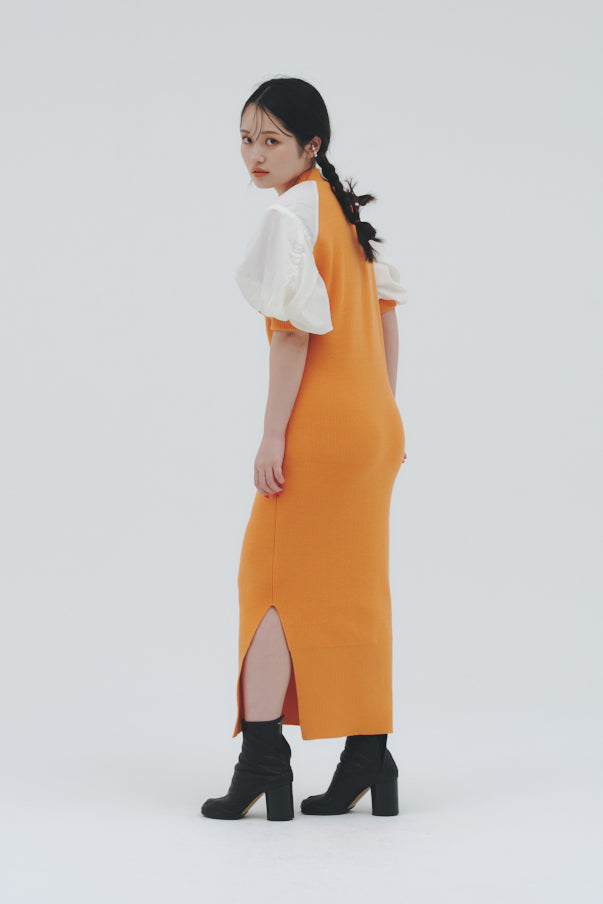 KNIT DOKING DRESS/ORANGE