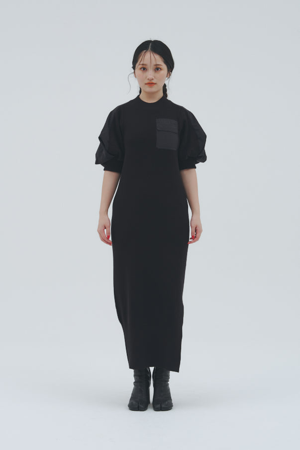 KNIT DOKING DRESS/BLACK