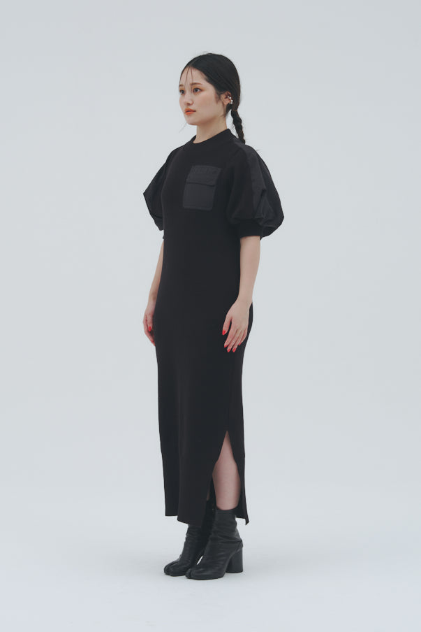 KNIT DOKING DRESS/BLACK