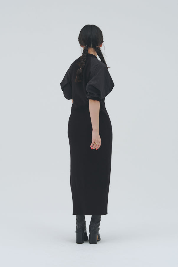 KNIT DOKING DRESS/BLACK