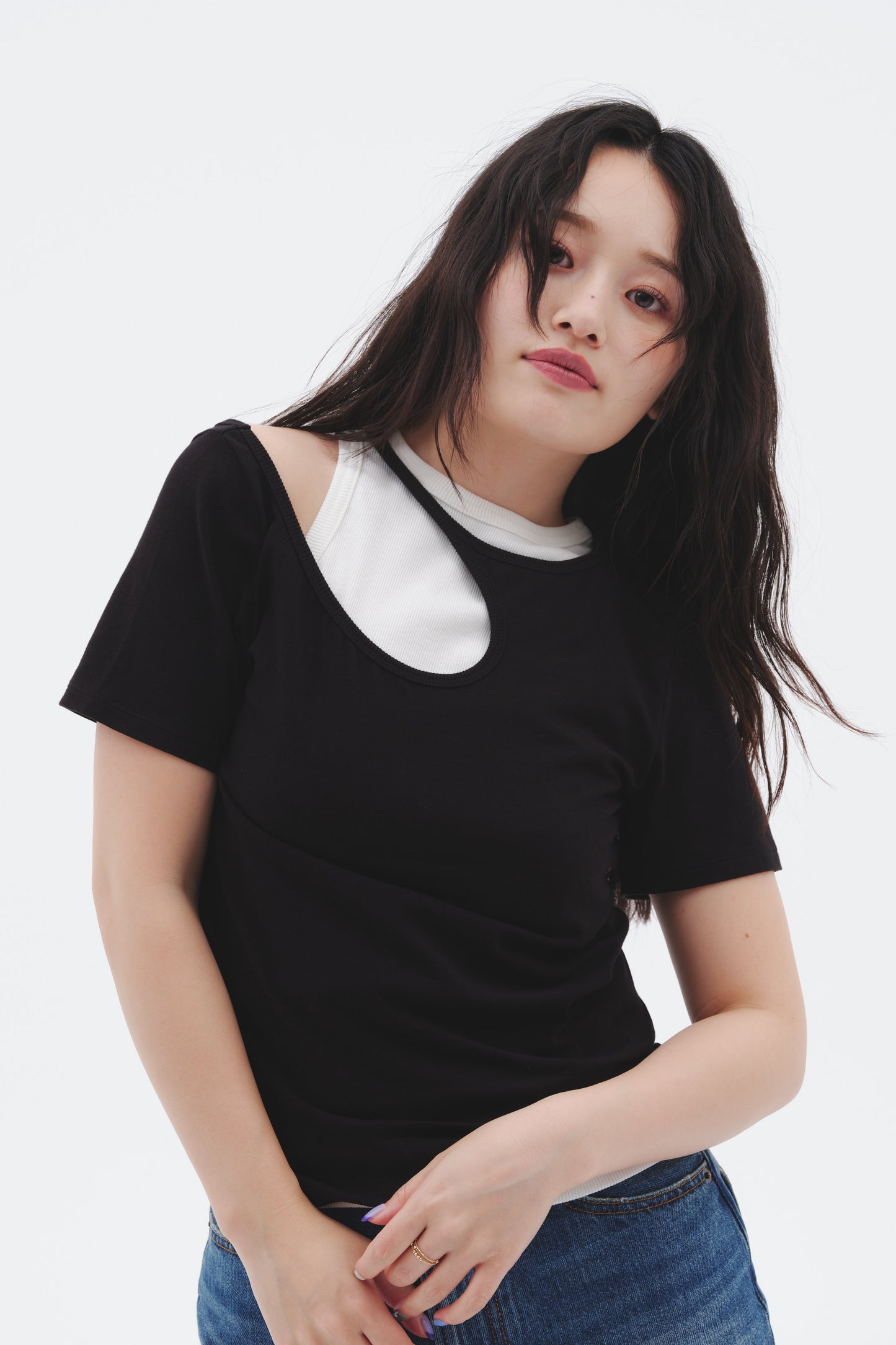 LAYERED TEE/BLACK