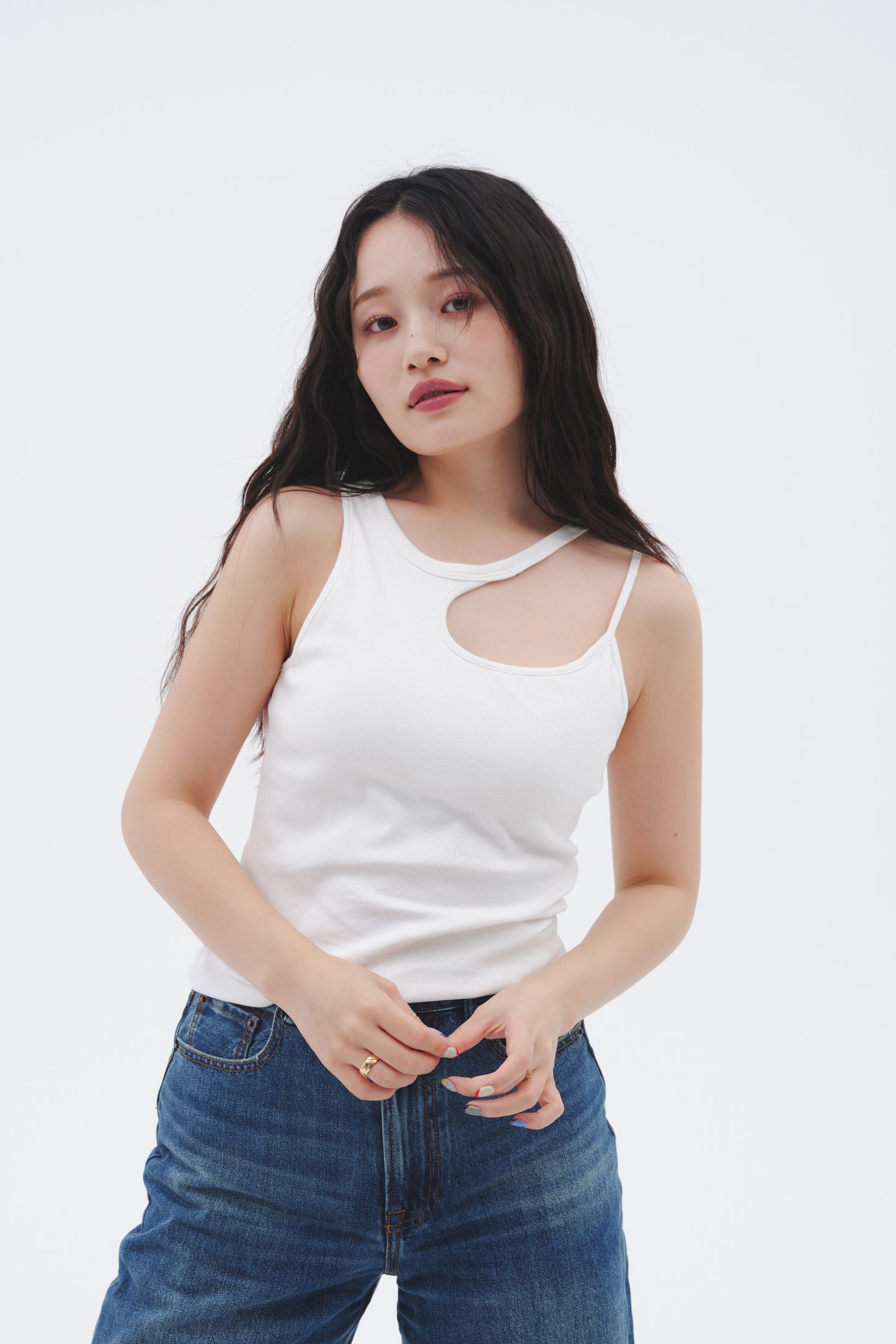 ASYMMETRIC BRA TOP/WHITE